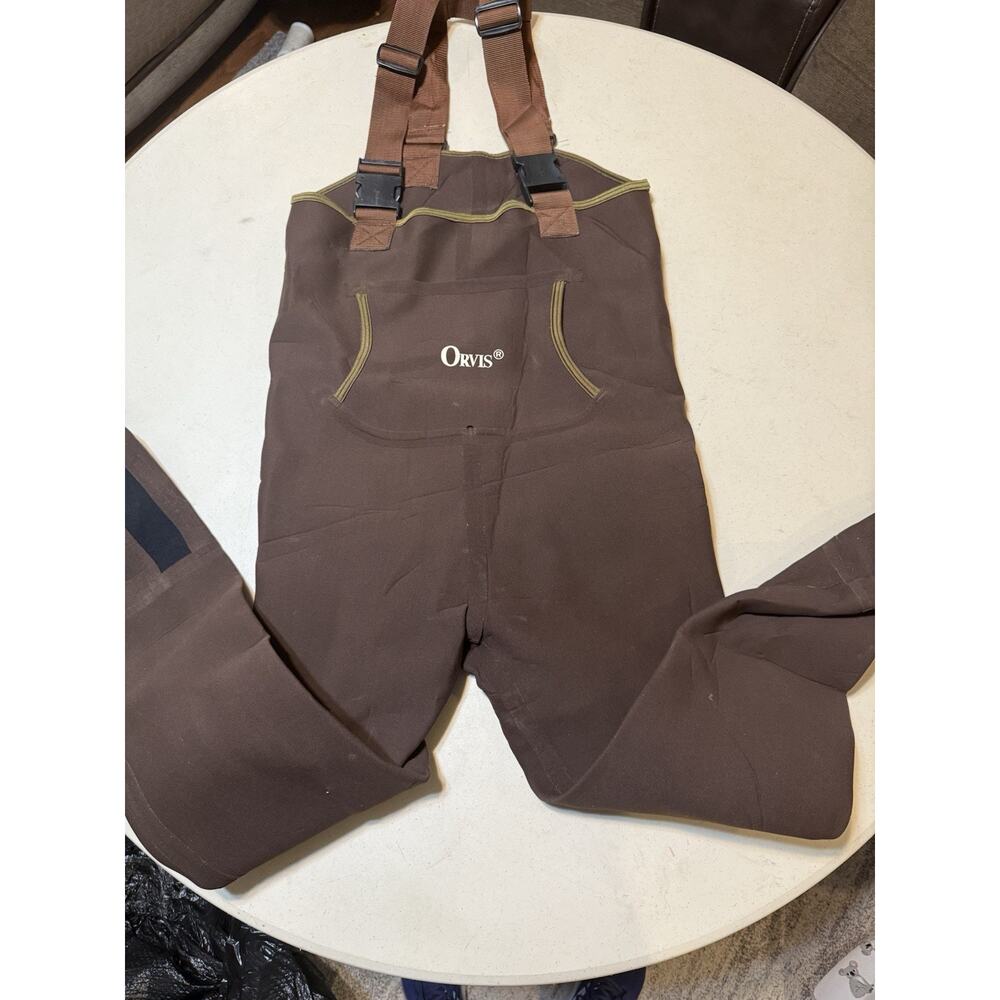 ORVIS Neoprene Brown Fishing Chest Waders With Stocking Foot - Men's Size Medium